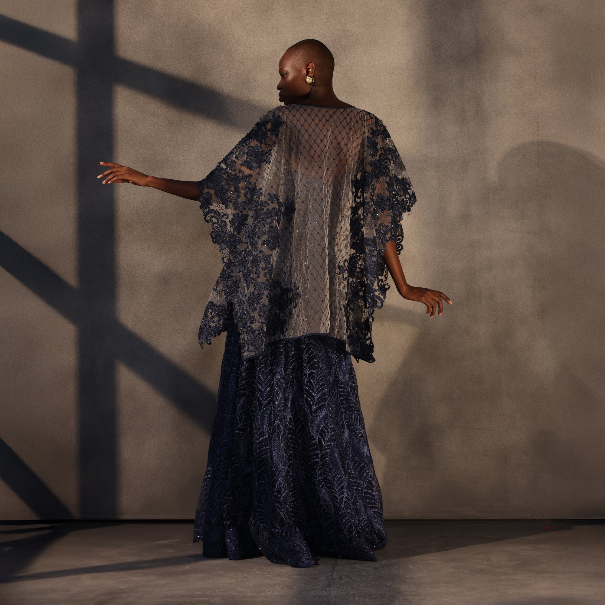 Midnight Seraph – Sapphire Lace Cape