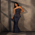 Sapphire Mirage – Embroidered Panel Skirt