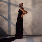 Sapphire Whisper – Velvet Corset Gown