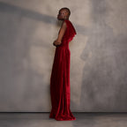 Ruby Reverie – Draped Velvet Gown