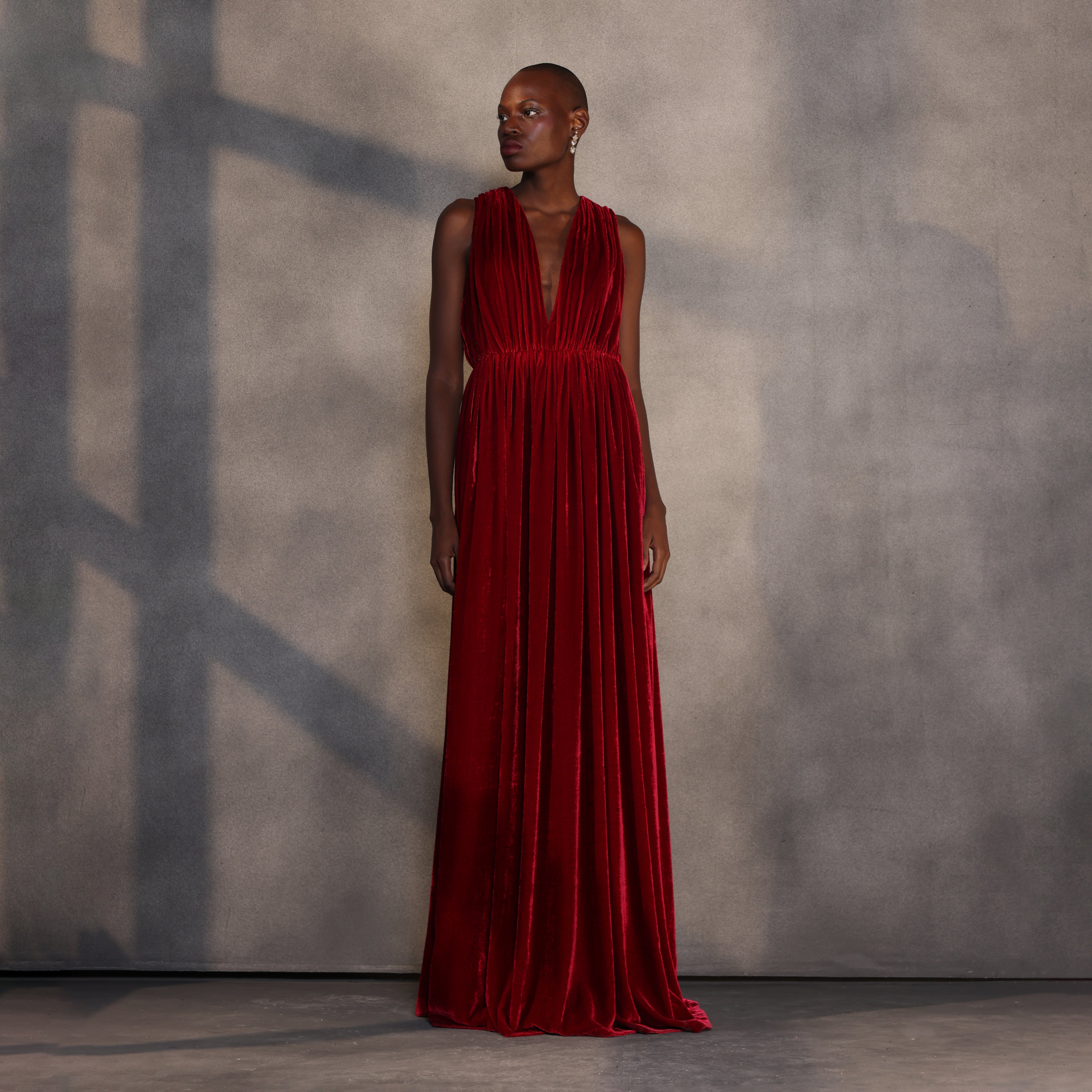 Scarlet Eclipse – Velvet Plunge Gown