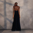 Sapphire Serenade – Draped Corset Gown