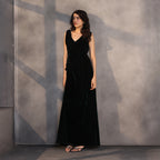 Emerald Veil – Velvet Draped Dress