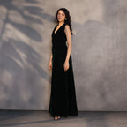 Emerald Veil – Velvet Draped Dress