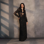 Eclipse Skirt – A Celestial Symphony in Black Silk Georgette