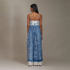 Rylee Corset Square Dress Leaf Blue Shibori