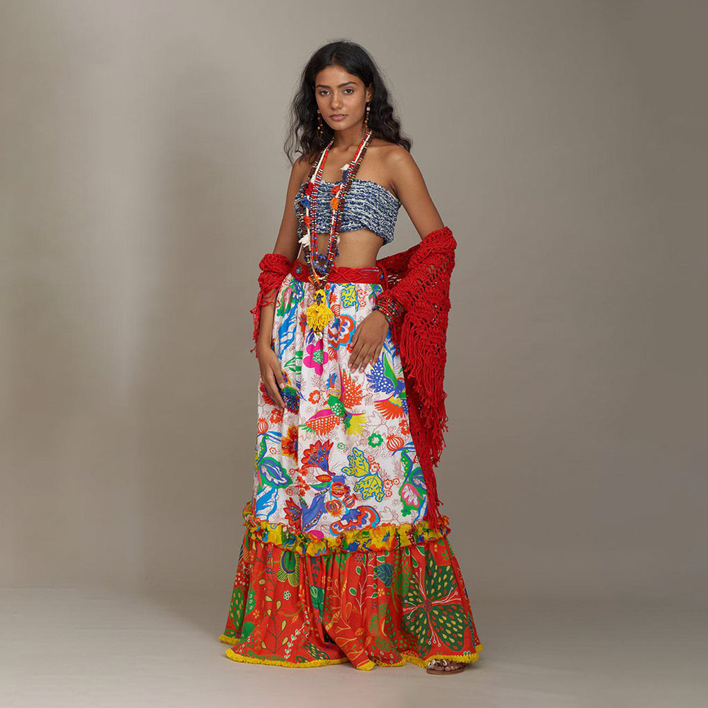 Sara Tiered Maxi Skirt Forest Wonderland