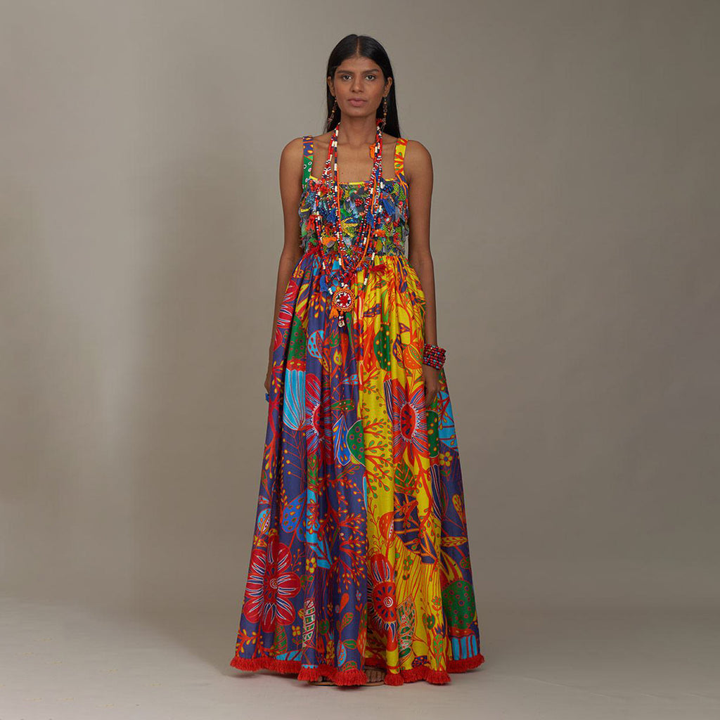 Sofia Corset Wrap Strap Dress Forest Wonderland