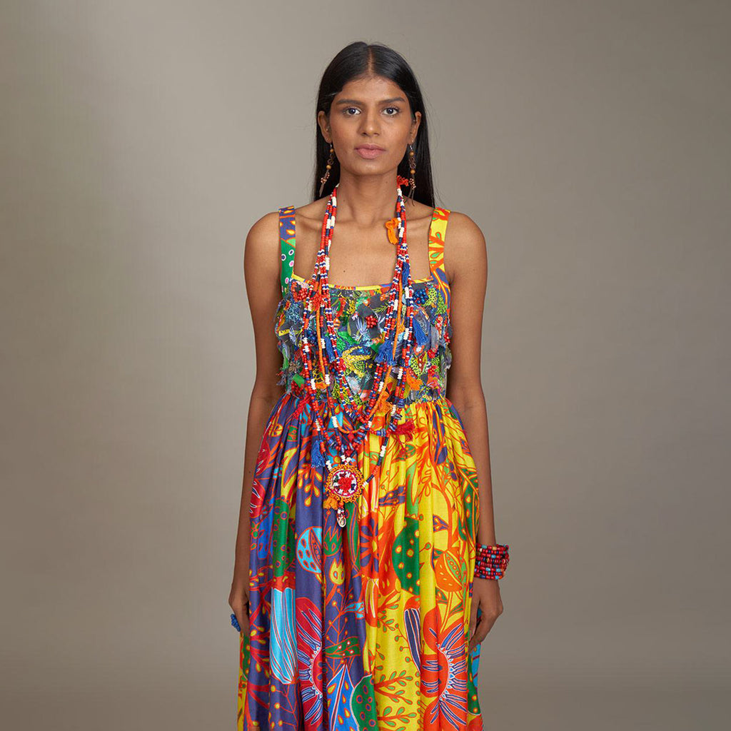 Sofia Corset Wrap Strap Dress Forest Wonderland