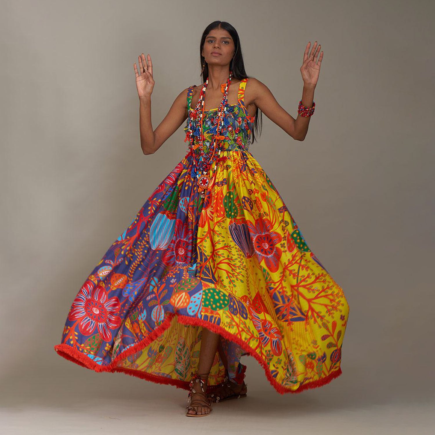 Sofia Corset Wrap Strap Dress Forest Wonderland